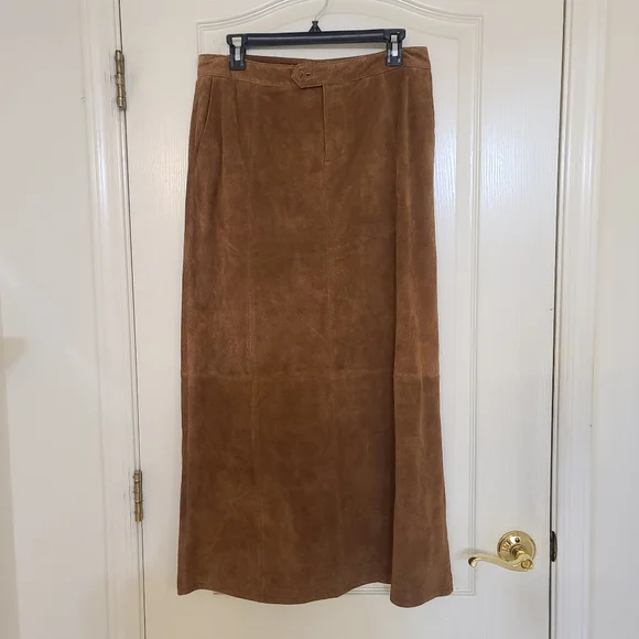 Eddie Bauer | 100% Suede Jacket and Suede Maxi Skirt Set Seattle Suede Washable - Picture 14 of 16